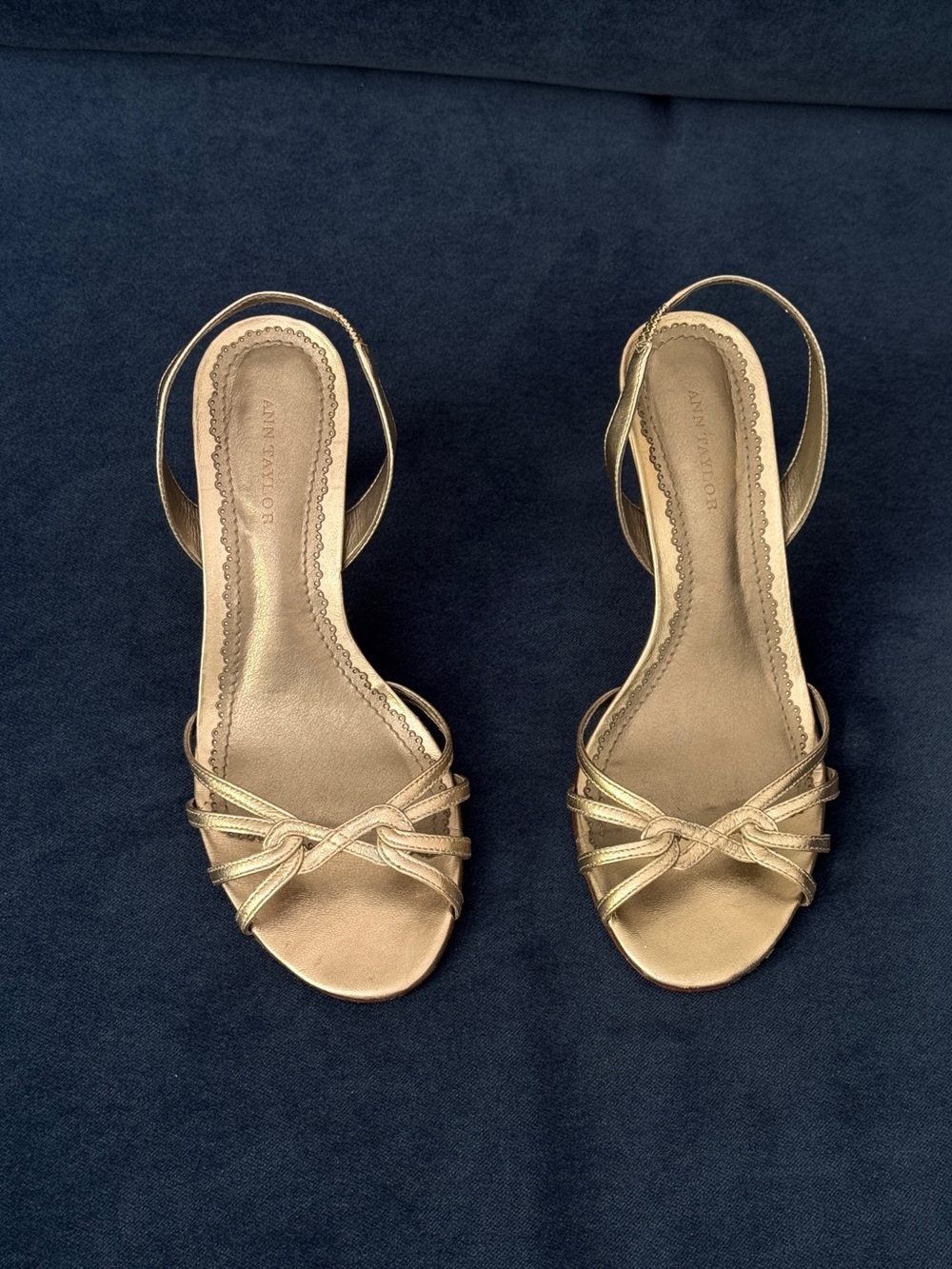 Ann Taylor Vintage Metallic Gold Heel Sandals Size 6M